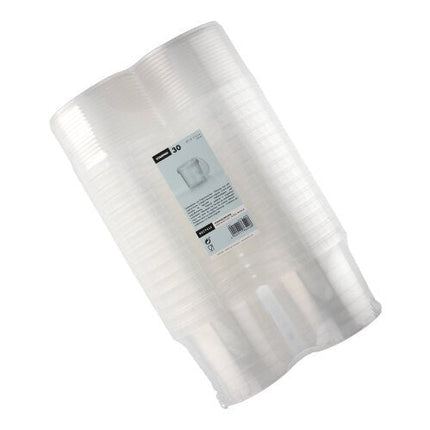 Starpak 30 Feinkostbecher, PP 770 ml Ø 11,8 cm · 11,3 cm transparent mit Originalitätsverschluss | Schrumpffolie (30 Stück)