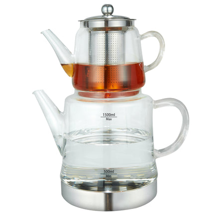 Weissberg Glas-Teekannen-Set  2-teilig, 1 l + 2 l, induktionsgeeignet