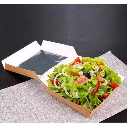 PAPSTAR 25 Feinkostboxen, Pappe mit Sichtfenster aus PLA eckig