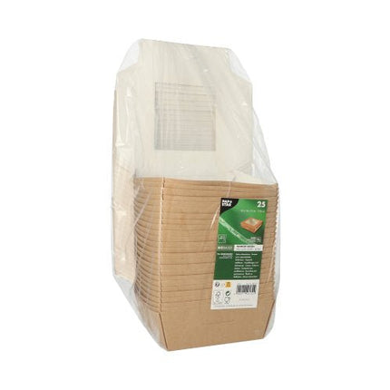 PAPSTAR 25 Feinkostboxen, Pappe mit Sichtfenster aus PLA eckig