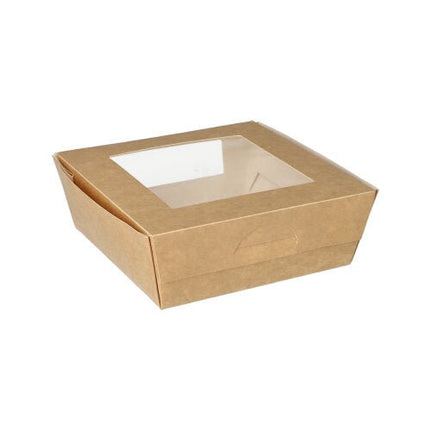PAPSTAR 25 Feinkostboxen, Pappe mit Sichtfenster aus PLA eckig