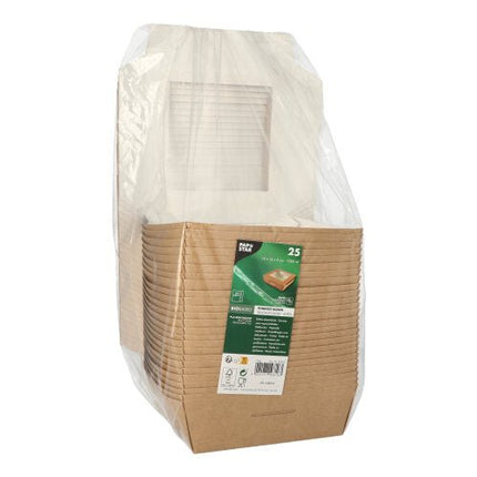 PAPSTAR 25 Feinkostboxen, Pappe mit Sichtfenster aus PLA eckig