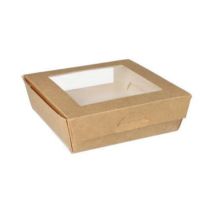 PAPSTAR 25 Feinkostboxen, Pappe mit Sichtfenster aus PLA eckig