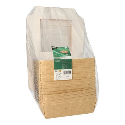 PAPSTAR 25 Feinkostboxen, Pappe mit Sichtfenster aus PLA eckig