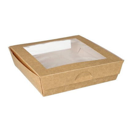PAPSTAR 25 Feinkostboxen, Pappe mit Sichtfenster aus PLA eckig