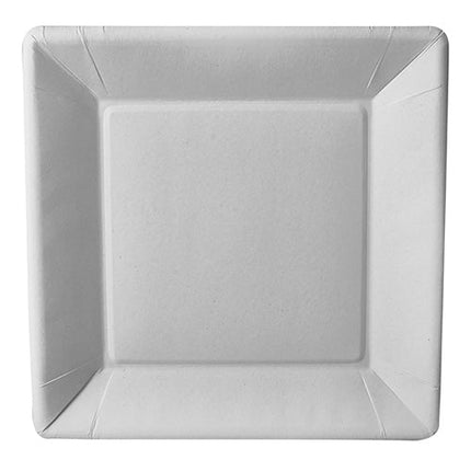 PAPSTAR Papp-Teller eckig, 22,5 cm, weiß, "pure" Design | Schrumpffolie (50 Stück)