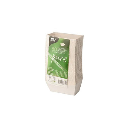 PAPSTAR Saucentrays "pure" 3,5x3 cm, weiß, ideal für Snacks | Schrumpffolie (50 Stück)