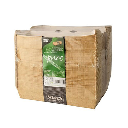 PAPSTAR Baguetteboxen "pure", 6,5x7,5x21 cm, umweltfreundlich | Schrumpffolie (50 Stück)