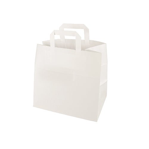 PAPSTAR Tragetaschen Papier, 25x26x17 cm, weiß mit Tragegriff | Packung (1 Stück)