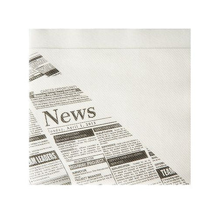 Starpak 50 Snackservietten, stoffähnlich, Airlaid 1/4-Falz 32,5 cm x 30,5 cm weiss "Newsprint" | Folienbeutel (50 Stück)