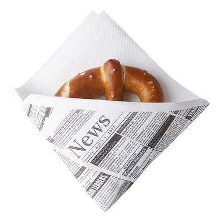 Starpak 50 Snackservietten, stoffähnlich, Airlaid 1/4-Falz 32,5 cm x 30,5 cm weiss "Newsprint" | Folienbeutel (50 Stück)