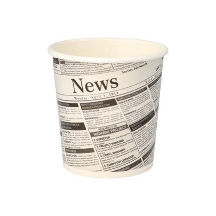 Starpak 50 Snackbecher, Pappe "To Go" rund 470 ml Ø 9,9 cm · 9,9 cm "Newsprint" | Folie (50 Stück)