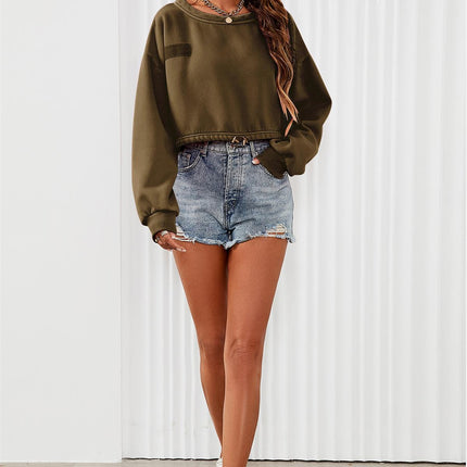 Perfectly Oversized Cropped Sweatshirt In Khaki