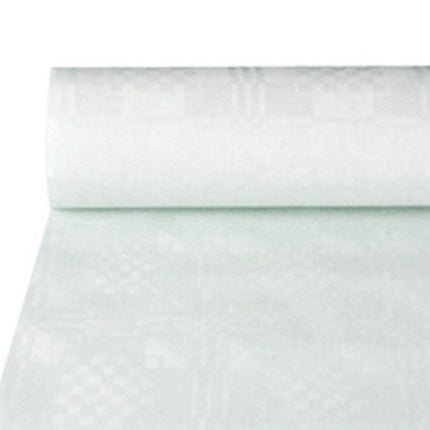 PAPSTAR Papiertischtuch mit Damastprägung, weiß, 50 m lang | Karton (1 Rolle)