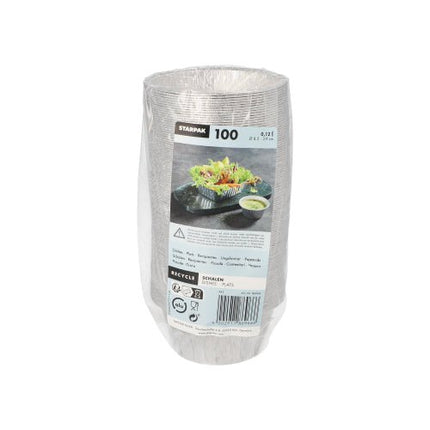 Starpak 100 Schalen, Alu rund 0,12 l Ø 8,5 cm · 3,9 cm | Folie (100 Stück)