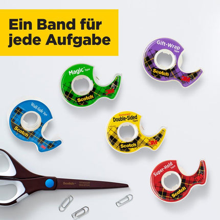 Scotch® Magic™ Unsichtbares Klebeband, 19 mm x 25 mm, 1 Rolle auf Handabroller/Packung + 5 m GRATIS