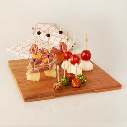 PAPSTAR Halter für Fingerfood-Picker, Bambus Tray 25x30 cm | Schrumpffolie (1 Stück)