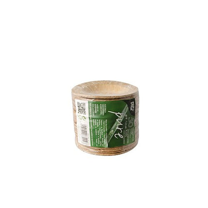 PAPSTAR Fingerfood Teller rund, Bambus "pure", Ø 9 cm, 1,3 cm | Schrumpffolie (50 Stück)