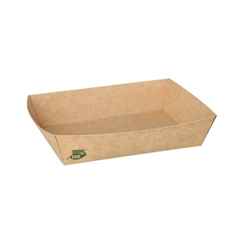 PAPSTAR 80 Snacktrays, Pappe "pure" braun "100% Fair"