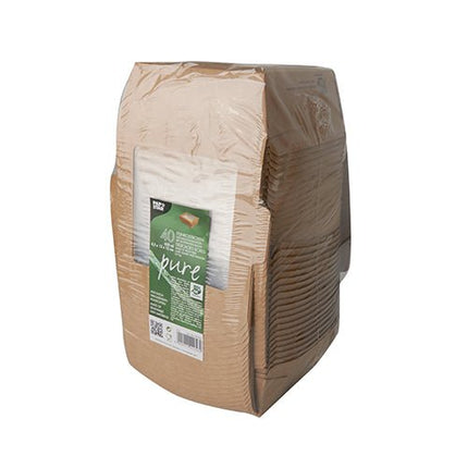 PAPSTAR Feinkostboxen eckig, braun mit Sichtfenster, 650 ml, "100% Fair" | Folie (40 Stück)