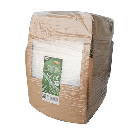 PAPSTAR 40 Feinkostboxen, Pappe mit Sichtfenster aus PLA "pure" eckig braun "100% Fair"