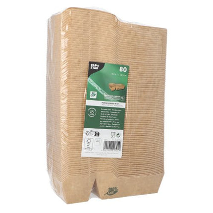 PAPSTAR 80 Pommes-Frites-Trays, Pappe "pure" 2-geteilt braun "100% Fair" 2-geteilt