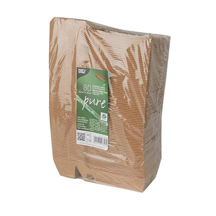 PAPSTAR 80 Pommes-Frites-Trays, Pappe "pure" 2-geteilt braun "100% Fair" 2-geteilt