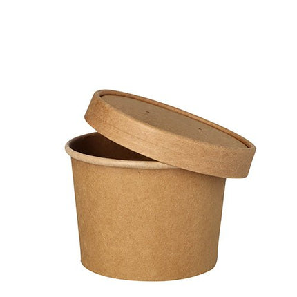 PAPSTAR Suppenbecher rund, 9,8 cm braun, ideal für Suppen und Snacks | Folie (25 Stück)