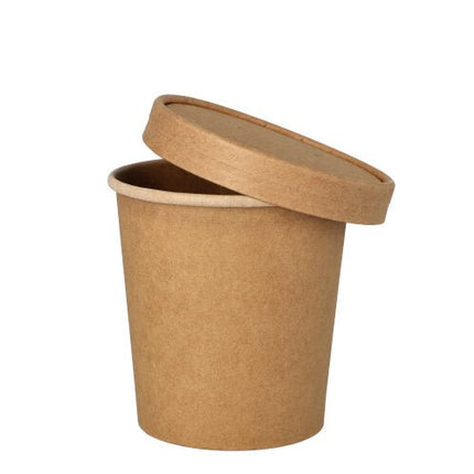 PAPSTAR Suppenbecher rund, 9,8 cm, braun, ideal für Suppen | Folie (25 Stück)