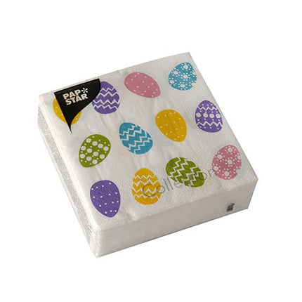 PAPSTAR Servietten 1/4-Falz, 25x25 cm, "Coloured Eggs", bunt | Folie (50 Stück)