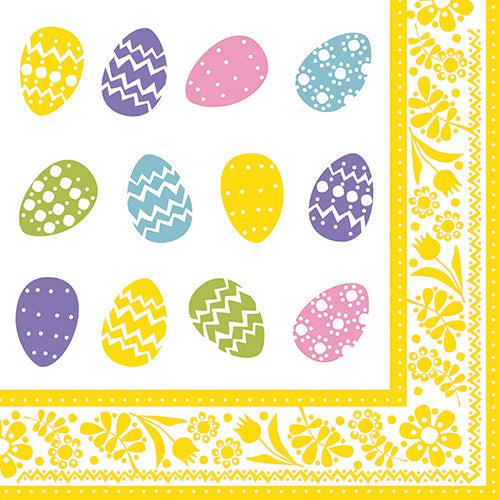 PAPSTAR Servietten 1/4-Falz, 40x40 cm, "Coloured Eggs", bunt | Folie (50 Stück)