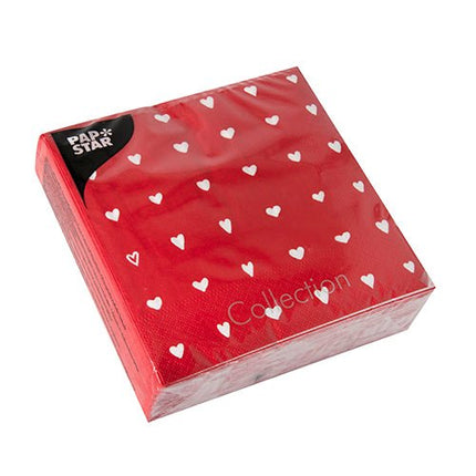 PAPSTAR Servietten 1/4-Falz, 33x33 cm, Herzen-Design | Folie (50 Stück)