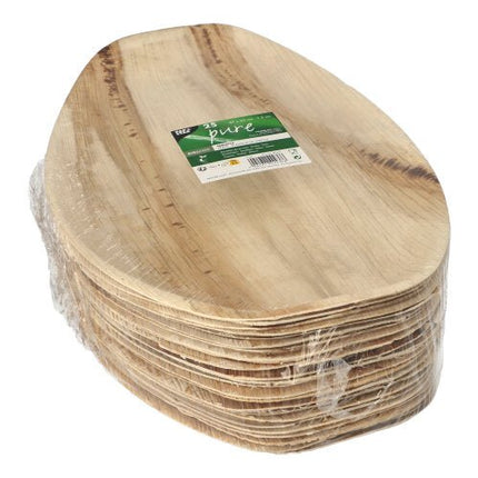 PAPSTAR Palmblatt Tabletts "pure" oval, 37x25 cm, umweltfreundlich | Schrumpffolie (25 Stück)