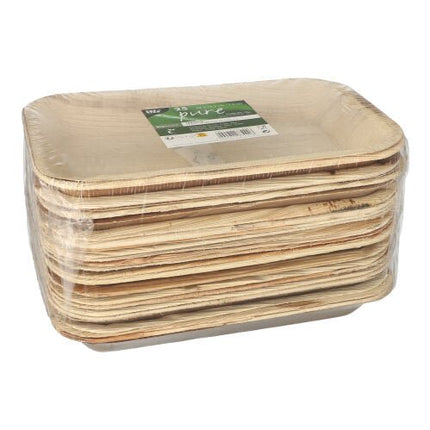 PAPSTAR 25 Tabletts, Palmblatt "pure" eckig