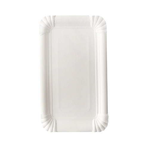 PAPSTAR Papp-Teller eckig 13x20 cm, weiß, "pure" für Feste | Schrumpffolie (12 Stück)