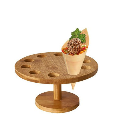 PAPSTAR Halter für Spitztüten, Bambus rund, Ø 18 cm, 10 Tüten | Folie (1 Stück)