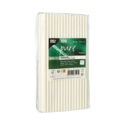 PAPSTAR 100 Trinkhalme, Papier "pure" Ø 6 mm · 20 cm