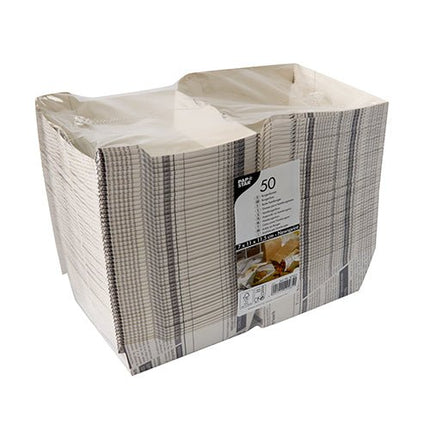 PAPSTAR Burgerboxen "Newsprint" groß, 7,8x11x11,5 cm, Pappe | Schrumpffolie (50 Stück)