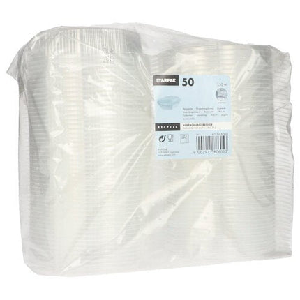 Starpak 50 Verpackungsbecher mit Klappdeckeln, PP transparent 8-eckig