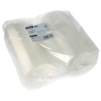 Starpak 50 Verpackungsbecher mit Klappdeckeln, PP transparent 8-eckig