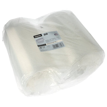 Starpak 50 Verpackungsbecher mit Klappdeckeln, PP transparent 8-eckig