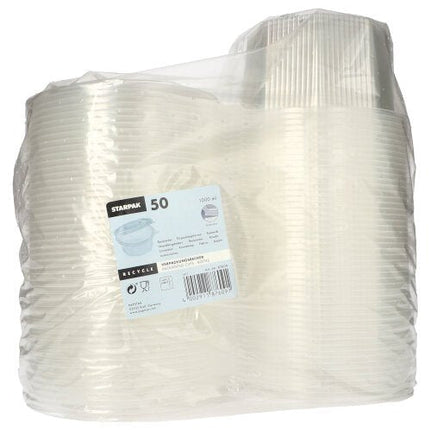 Starpak 50 Verpackungsbecher mit Klappdeckeln, PP transparent 8-eckig