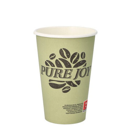 PAPSTAR Trinkbecher Pappe grün "Pure Joy", Ø 8 cm, 11,7 cm hoch | Folie (20 Stück)