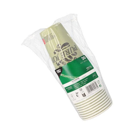 PAPSTAR Trinkbecher Pappe grün "Pure Joy", Ø 8 cm, 11,7 cm hoch | Folie (20 Stück)