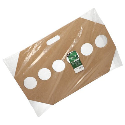 PAPSTAR Tragetabletts "pure" 12x9,5 cm, braun für 6 Becher | Schrumpffolie (30 Stück)