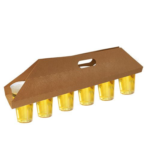 PAPSTAR Tragetabletts "pure" 12x9,5 cm, braun für 6 Becher | Schrumpffolie (30 Stück)