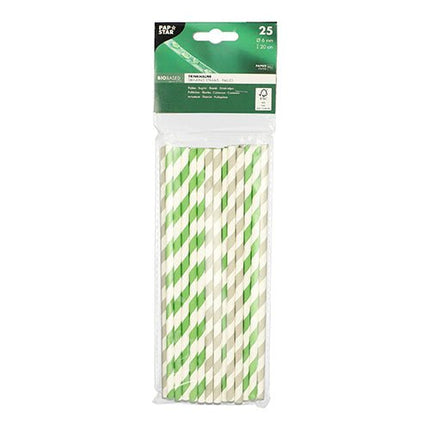 PAPSTAR 25 Trinkhalme, Papier Ø 6 mm · 20 cm schwarz/weiss "Stripes"