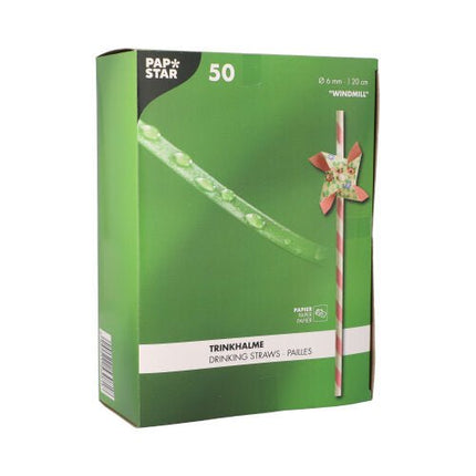 PAPSTAR 50 Trinkhalme, Papier Ø 6 mm · 20 cm