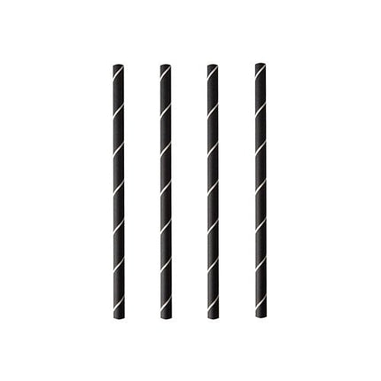 PAPSTAR Cocktailstrohhalme 7 mm, schwarz/weiß "Stripes", 15 cm | Folie (250 Stück)