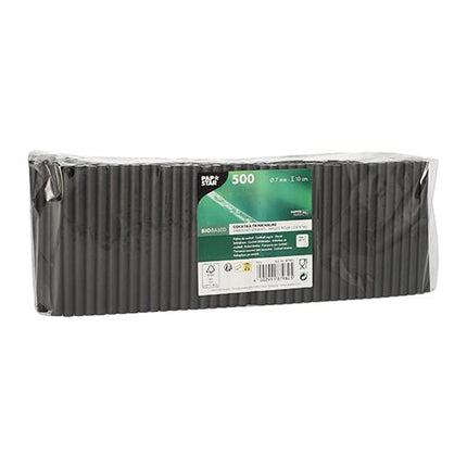PAPSTAR Cocktail Trinkhalme aus Papier, 7 mm, 10 cm, schwarz | Folie (500 Stück)
